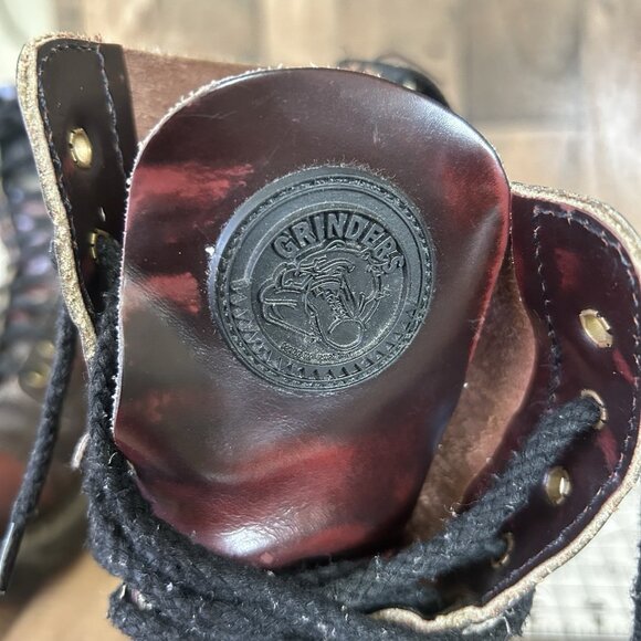 Grinders Vintage Steel Toe Black Cherry Work Boots Mens UK 5 US 6 - Picture 6 of 12